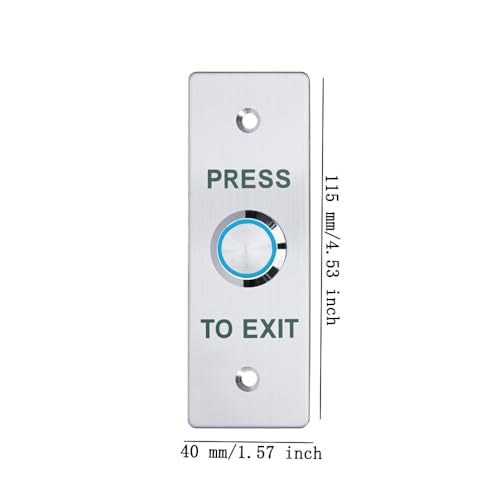 Push to Exit Button，12V DC Push to Exit Switch with LED Light, IP67 Waterproof,NC/NO/COM Outputs, Surface Mount Request-to-Exit Device for Access Control Systems (115X40-B) - color: 115X40-B