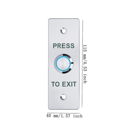 Push to Exit Button，12V DC Push to Exit Switch with LED Light, IP67 Waterproof,NC/NO/COM Outputs, Surface Mount Request-to-Exit Device for Access Control Systems (115X40-B) - color: 115X40-B