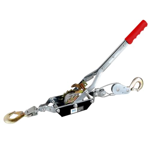 Come Along Winch 4400 lbs/2T Pulling Capacity, 6.6 ft Steel Cable,2 Hooks - size: 4400 lbs
