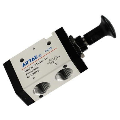 Push-Pull Valve AirTAC 3L310-10 3/8" NPT 3/2 Way Hand Lever 2 Position 3 Way Pneumatic Air Manual Control Direct Acting Type 0-145 PSI - size: 3/8 NPT, style: 3/2 way