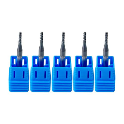 5Pcs 1/16" Carbide Ball Nose End Mills, ALTiN Coated, 4 Flute - size: 1/16 in