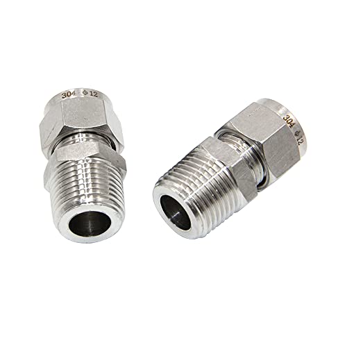 304 Stainless Steel Compression Fitting Adapter 6mm OD x 1/2" NPT Male 2pc - size: 6mm OD x 1/2" NPT