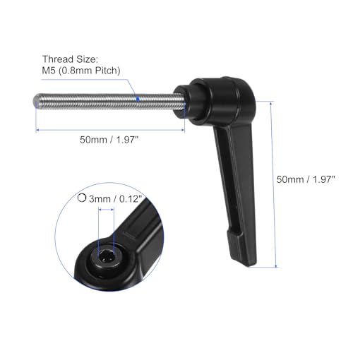 uxcell 4pcs Clamping Lever Handles, M5 x 50mm 304 Stainless Steel Threaded Male Stud, Adjustable Handles Locking Quick Release Ratchet Push Button Bolt Knobs, Black - size: M5 x 50mm