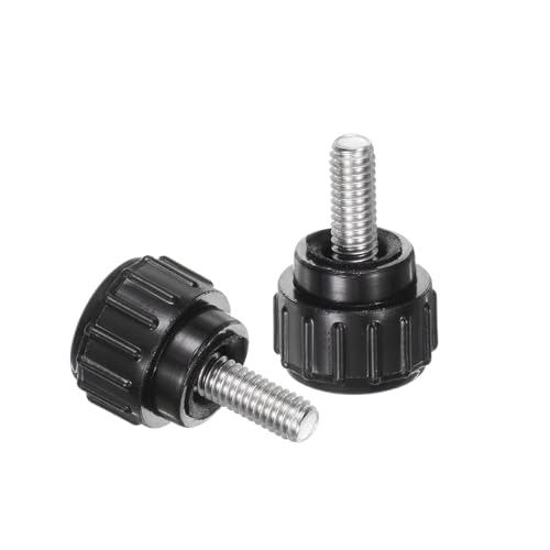 uxcell 12pcs Knurled Clamping Knobs M4 x 10mm Metric 304 Stainless Steel Male Thread Thumb Screw on Type 14mm Plastic Round Head Threaded Hand Bolt Stud Knobs Black - size: M4 x 10mm x 14mm