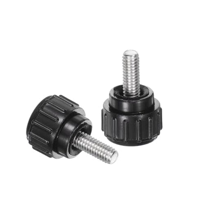 uxcell 12pcs Knurled Clamping Knobs M4 x 10mm Metric 304 Stainless Steel Male Thread Thumb Screw on Type 14mm Plastic Round Head Threaded Hand Bolt Stud Knobs Black - size: M4 x 10mm x 14mm