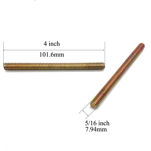 8pcs Color Zinc Fully All Threaded Rod Carbon Steel Long Thread Screw 5/16x4 for Furniture Garden Railing Mounting Assembly Fastening Steel Frame Connection Full Thread Rod for Furniture - size: Color-Zinc 5/16x4 Inch-8P