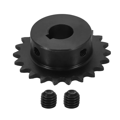 uxcell #25 Chain Roller Sprocket 12mm Bore 47.5mm OD, 22 Tooth C45 Carbon Steel ANSI #25 Roller Sprocket Round Hole with 4x1.8mm Keyway & Set Screws for ISO 04C Chain, Black - size: 12mm Bore 47.5mm OD, 22 Tooth, 4x1.8mm Keyway