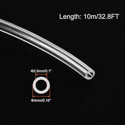 PU Air Tubing Hose, 4mm x 2.5mm Clear, 10M/32.8FT, 1pcs - color: Clear, size: 4mm x 2.5mm x 10m