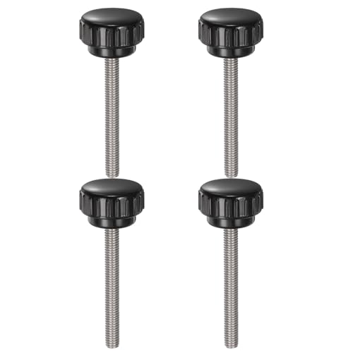 uxcell 4pcs Knurled Clamping Knobs M6 x 50mm Metric 304 Stainless Steel Male Thread Thumb Screw on Type 25mm Plastic Round Head Threaded Hand Bolt Stud Knobs Black - size: M6 x 50mm x 25mm