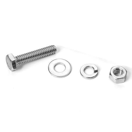 1/4-20 x 1 Hex Bolts, with Hex Nuts, Flat & Lock Washers Kit - size: 1"