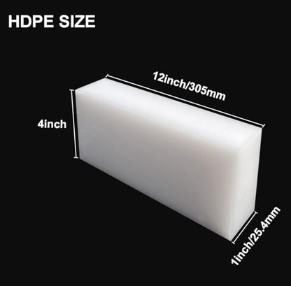 High-Density Polyethylene (HDPE) Plastic Block 1" Thick 4" X 12"- for Machining, Home Improvements, DIY Projects, Engineering,High-Density Polyethylene Plastic Sheet (1pcs White PE Block) - color: White, size: 1" x 4" x 12"