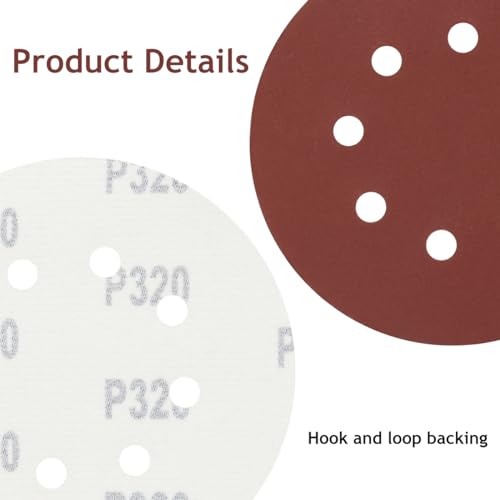 50 PCS 5 Inch 8 Hole Hook and Loop Sanding Discs 320 Grit - style: 320 Grit,50-Pack