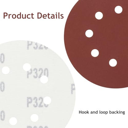 50 PCS 5 Inch 8 Hole Hook and Loop Sanding Discs 320 Grit - style: 320 Grit,50-Pack