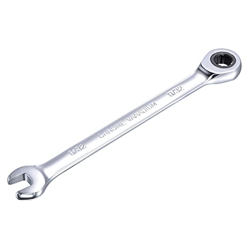 uxcell 9/32 Inch Ratcheting Combination Wrench SAE 72 Teeth 12 Point Ratchet Box Ended Spanner Tools, Cr-V - size: 9/32"