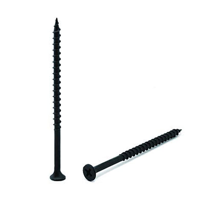 #6 x 3-1/4" Wood Screw 100PCS Black Phosphate Coated Stainless Flat Truss Head Fast Self Tapping Drywall Screws by SG TZH - size: #6 x 3-1/4"