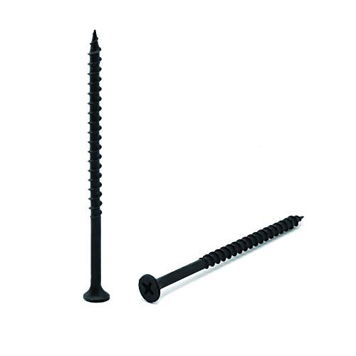#6 x 3-1/4" Wood Screw 100PCS Black Phosphate Coated Stainless Flat Truss Head Fast Self Tapping Drywall Screws by SG TZH - size: #6 x 3-1/4"