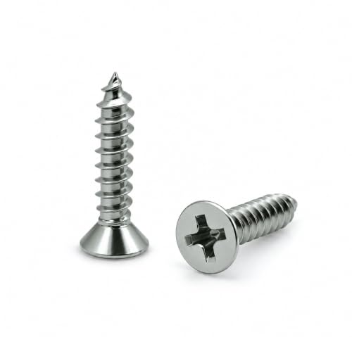 BCP Fasteners #4 x 1/2" Stainless Steel Flat Head Wood Screws, 100 Pack - size: #4 x 1/2"