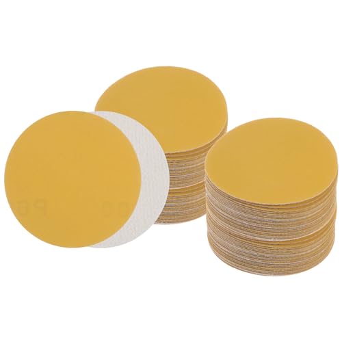 100pcs No Hole Sanding Discs- [ 3 Inch 600 Grit ] Round Hook and Loop Grip Sanding Pads Sheet Sandpaper for Automotive Woodworking Metal Polishing Use| Gold, Aluminum Oxide - size: 600 grit