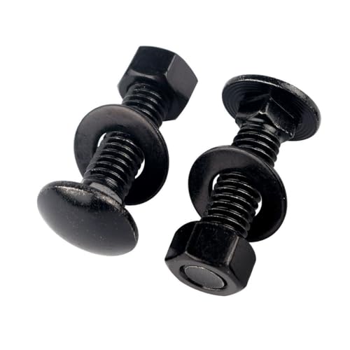 6 Sets 3/8-16 x 1-1/4" Carriage Bolts Screws Round Head Square Neck and Hex Nuts, Flat Washers 304 Stainless Steel 18-8 Full Thread, Black - color: Black, size: 3/8-16 x 1-1/4" (6 Sets)