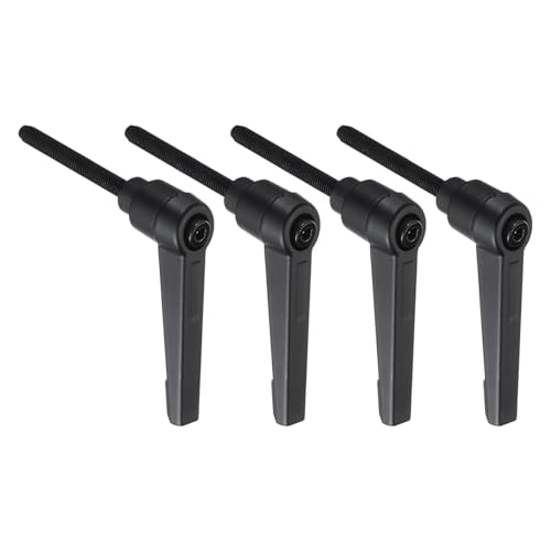 uxcell 4pcs Lever Adjustable Handles M5 x 40mm Metric Male Thread with Nuts Washers, Level Clamping Handle Set Hand Stud Knobs Rotating Screw Handles Bolts with Locking Lever, Black - size: M5 x 40mm