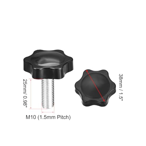 uxcell 2pcs 38mm Dia Plum Hex Shaped Grips Star Knob M10 x 25mm Male Thread - size: M10x25mm