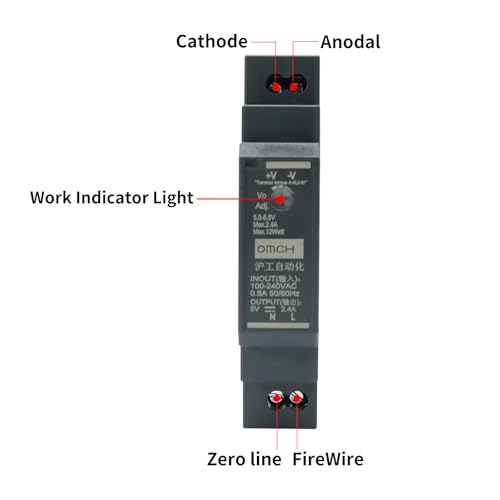 HDR-15-5 DIN Rail Power Supply 15W 5V 2.4A Ultra Slim - color: black, size: 17.5*54.5*93mm