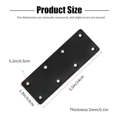 4Pcs Black Stainless Steel Flat Straight Brace Brackets, 48x140x2 MM Repair Plate, Support Fixed Connection Plate for Furniture Wood Shelves - size: 5.5"x1.9"
