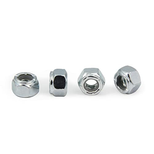 1/4"-20 Nylon Insert Hex Lock Nuts,Carbon Steel White Zinc Plated, Hex Lock Nut Silver Self-Locking Nylock Locknuts,100pcs/pack (1/4"-20-100pcs) - size: 1/4"-20-100pcs