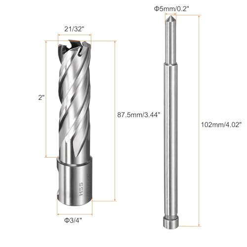 HARFINGTON Annular Cutter 21/32" Cutting Diameter Shank 3/4" with 2" Depth of Locating Pin M2 High-Speed Steel Drill Bit Annular Cutter for Standard Magnetic Drills Machine Tools Mills - size: 21/32 inch * 2 inch