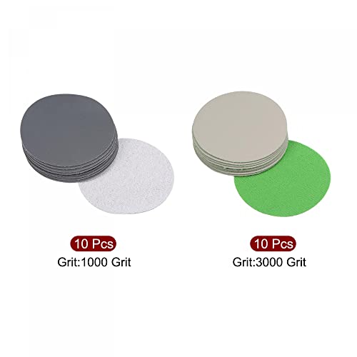 uxcell 3 Inch Wet Dry Sanding Discs 1000 Grit 3000 Grit Hook and Loop 20pcs