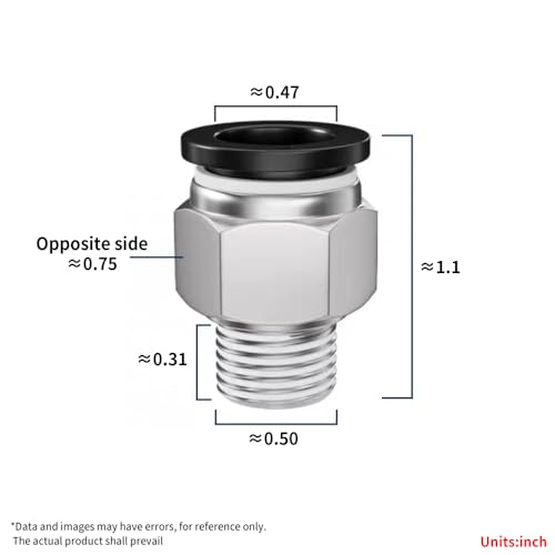 Pneumatic Black Push Connect Fittings 1/2 Inch Tube OD x 1/4 Inch NPT Air Push Connect Tools Pneumatic Hose Fittings(Pack of 10) - size: 1/2"OD x 1/4"NPT