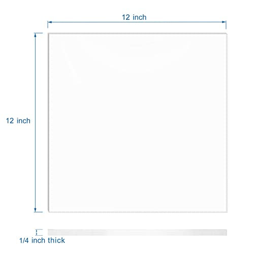 KAITELA Clear Cast Acrylic Sheet 12" x 12" x 1/4" Thick (6mm), Pack of 2 - size: 12" x 12", 1/4" Thick