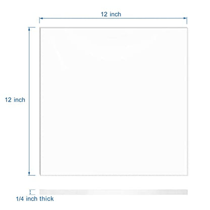 KAITELA Clear Cast Acrylic Sheet 12" x 12" x 1/4" Thick (6mm), Pack of 2 - size: 12" x 12", 1/4" Thick