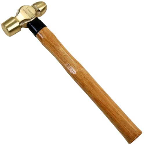 WEDO Brass Ball Peen Hammer 16 oz(1lb), Ball Pein Hammer with Wooden Handle, Length 280mm(11"), Die-Forged, Corrosion Resistant, DIN Standard - color: Wooden Handle, size: 1lb