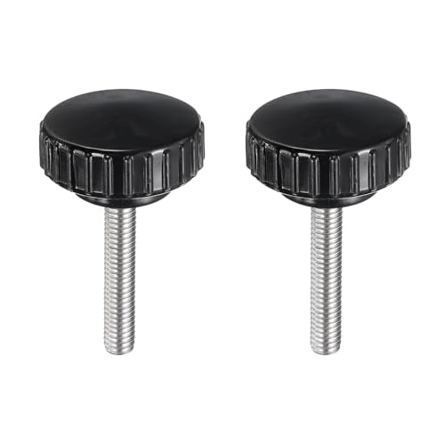 uxcell 2pcs Knurled Clamping Knobs M6 x 35mm Metric 304 Stainless Steel Male Thread Thumb Screw on Type 30mm Plastic Round Head Threaded Hand Bolt Stud Knobs Black - size: M6 x 35mm x 30mm