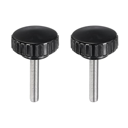 uxcell 2pcs Knurled Clamping Knobs M6 x 35mm Metric 304 Stainless Steel Male Thread Thumb Screw on Type 30mm Plastic Round Head Threaded Hand Bolt Stud Knobs Black - size: M6 x 35mm x 30mm