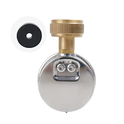 2" Glycerin Filled Stainless Steel Water Pressure Test Gauge, Garden Hose Pressure Gauge, House Water Pressure Gauge, 3/4" Female Hose Thread, 0-200 psi/kpa - size: 2" Stainless Steel Lower
