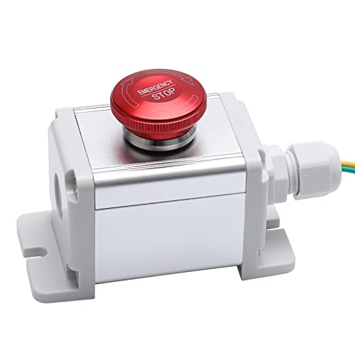 APIELE 22mm Metal Emergency Stop Push Button Switch Latching 12V-250V Waterproof Switch Station Box with Connection Plug, Stainless Steel 7/8" Mounting Hole B Type - size: 22mm (7/8"), style: B Type + Box