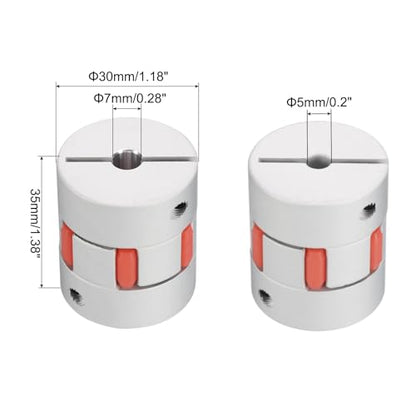 uxcell Aluminum Plum Shaft Coupling 5mm to 7mm Bore L35xD30 Coupler Joint