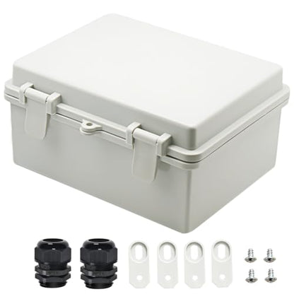 Zulkit Junction Box ABS Plastic Dustproof Waterproof IP65 Electrical Boxes Hinged Shell Outdoor Universal Project Enclosure 8.7 x 6.7 x 4.3 inch (220x170x110 mm) - size: 8.7" x 6.7" x 4.3"
