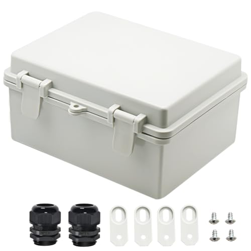 Zulkit Junction Box ABS Plastic Dustproof Waterproof IP65 Electrical Boxes Hinged Shell Outdoor Universal Project Enclosure 8.7 x 6.7 x 4.3 inch (220x170x110 mm) - size: 8.7" x 6.7" x 4.3"