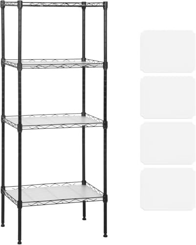 Meet perfect 4-Tier Wire Shelving Unit, 600 lb, 18 x 12 x 44 in, Black - color: Black, size: 4-Tier, 44"H × 18"W × 12"D