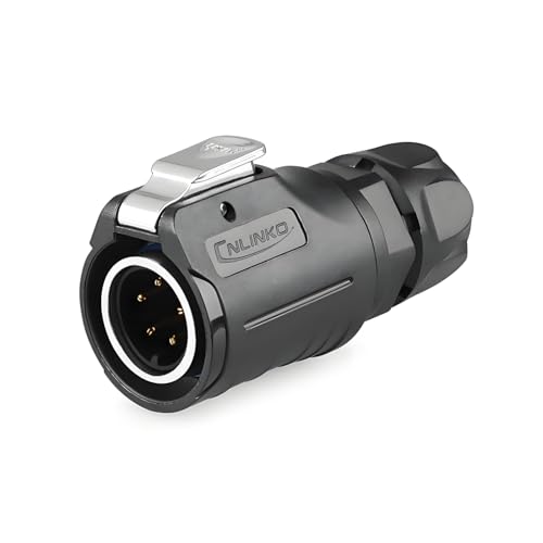 CNLINKO LP-16 5 Pin Circular Aviation Connector Kit Male Plug and Female Socket M16 IP68 Waterproof, PBT Plastic Shell Quick Plug (5 Pin Single Set) - size: 5-Pin, style: Single-Hole Socket Set