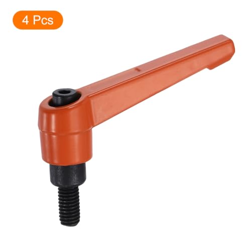 uxcell Clamping Lever Handles for Lathe, M6x12mm Male Thread Orange 4Pcs - size: M6x12mm