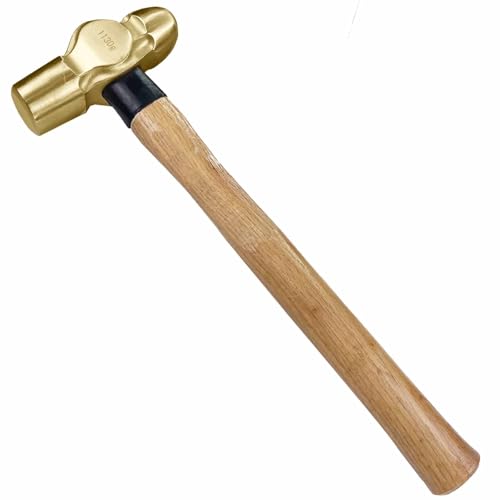 WEDO Ball Pein Hammer,9oz Non-Sparking Ball Peen Hammer,Aluminum Bronze,Wooden Handle,Length 300mm,Die-forged Hammer Head 230g,Corrosion Resistant Drilling Hammer,BAM & FM Certificate,DIN Standard - color: Aluminum Bronze, size: 8oz