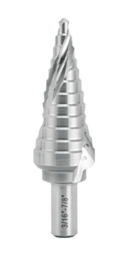 Industrial HSS Step Drill Bit 3/16'' to 7/8'' with 3/8'' Shank, Unibit Double Spiral Flute with 12 Step Size for Metal, Stainless Steel, Aluminum, Plastic - size: 3/16'' - 7/8''