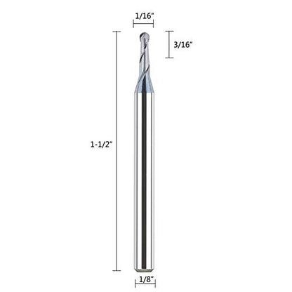 SpeTool 5Pc/Pack 1/16" Cutter Spiral End Mill 1/8" Shank for CNC Machine Milling Toos Router Bits - size: D1/16"