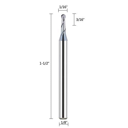 SpeTool 5Pc/Pack 1/16" Cutter Spiral End Mill 1/8" Shank for CNC Machine Milling Toos Router Bits - size: D1/16"