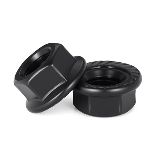 12 Pcs Serrated Flange Hex Lock Nut,304 Stainless Steel Reusable Nut-Black(M4) - size: M4