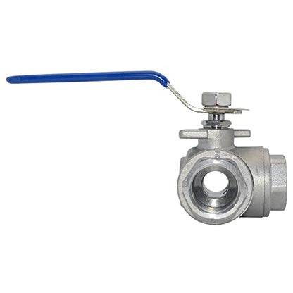 3/4" NPT Female T-Type Ball Valve with Heavy Duty Blue Vinyl Insulation Handle, 3-Way, 316 Stainless Steel,WOG1000 (3/4") - size: 0.75 Inch